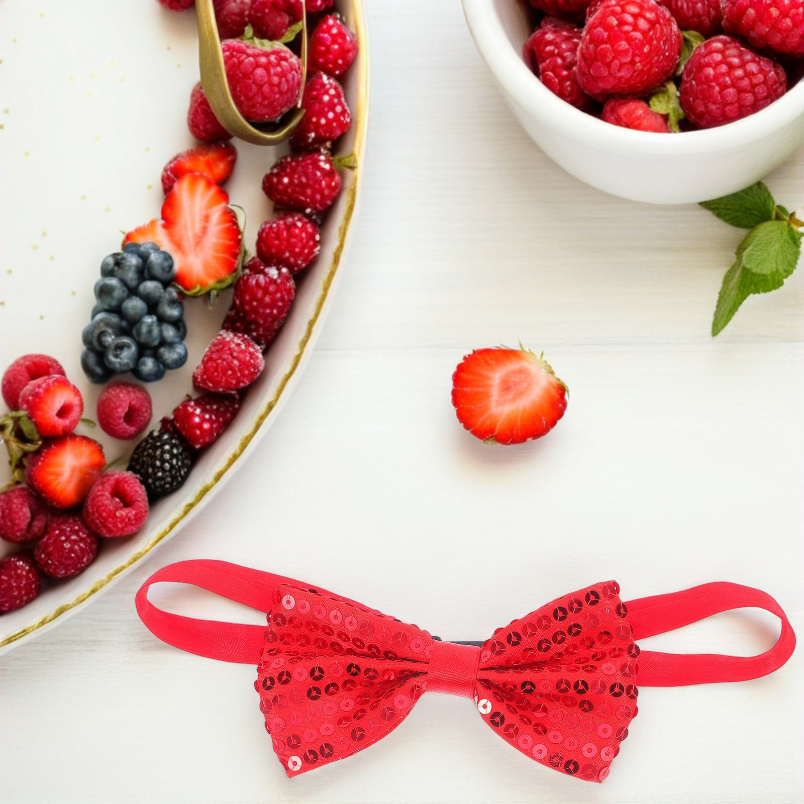 10Pcs Red Sequin Bow Tie Child - Bow Tie Pre Tied ulasan dan harga