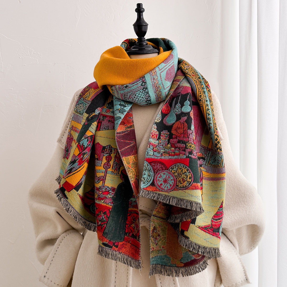 Women Imitation Cashmere Scarf - Pashmina Wrap Large ulasan dan harga