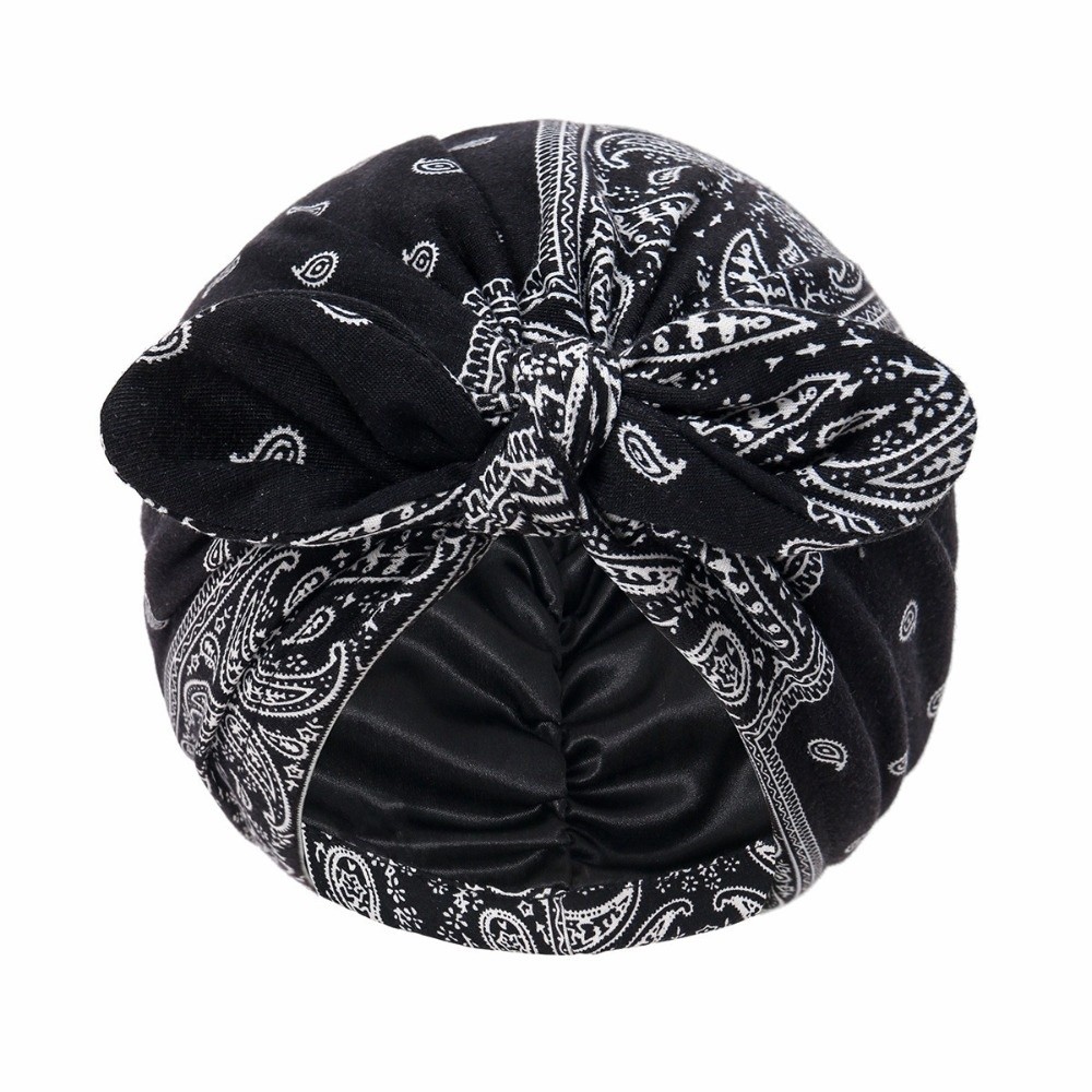Satin Lined Bandana Turban Hat - Bow Tie Pre Tied ulasan dan harga